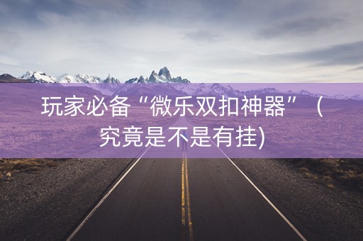 玩家必备“微乐双扣神器”（究竟是不是有挂)