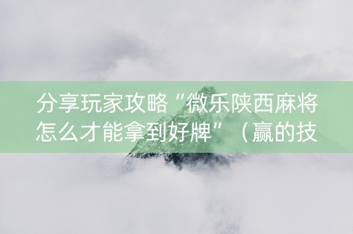 分享玩家攻略“微乐陕西麻将怎么才能拿到好牌”（赢的技巧规律)