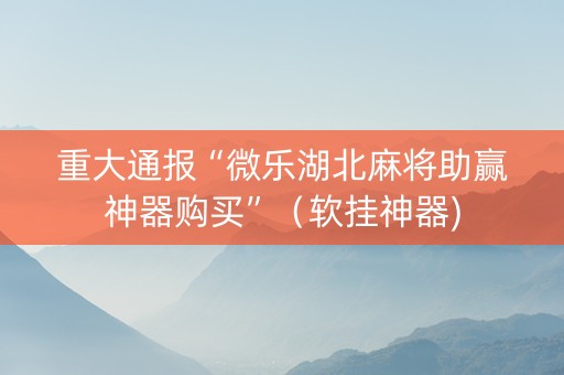重大通报“微乐湖北麻将助赢神器购买”（软挂神器)