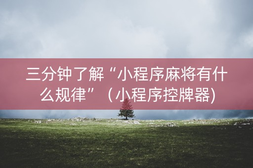 三分钟了解“小程序麻将有什么规律”（小程序控牌器)