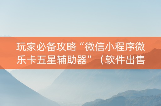 玩家必备攻略“微信小程序微乐卡五星辅助器”（软件出售)