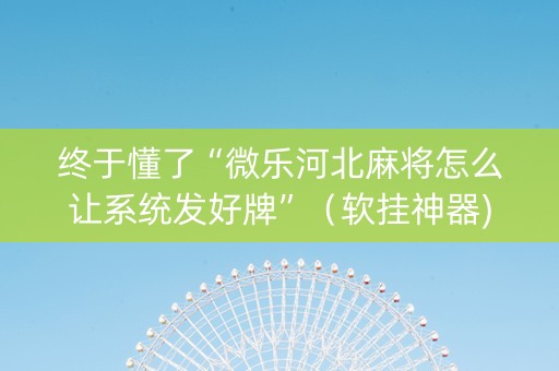 终于懂了“微乐河北麻将怎么让系统发好牌”（软挂神器)