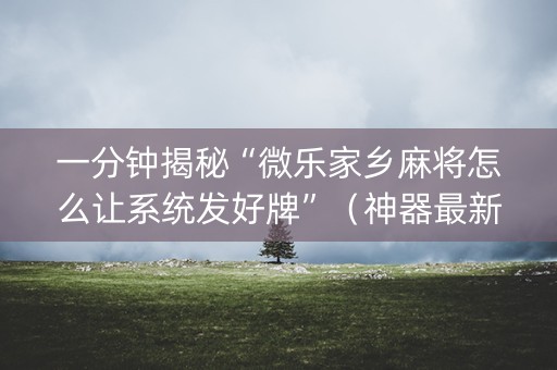 一分钟揭秘“微乐家乡麻将怎么让系统发好牌”（神器最新免费)