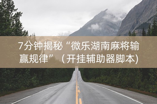 7分钟揭秘“微乐湖南麻将输赢规律”（开挂辅助器脚本)