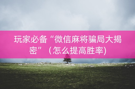玩家必备“微信麻将骗局大揭密”（怎么提高胜率)