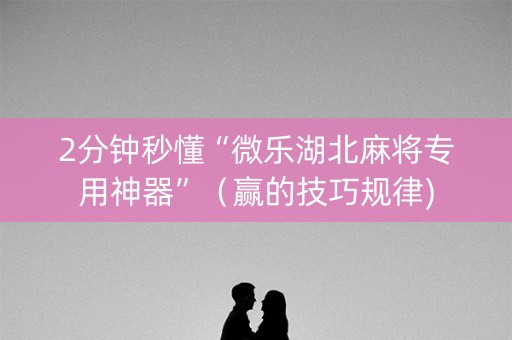 2分钟秒懂“微乐湖北麻将专用神器”（赢的技巧规律)