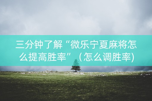 三分钟了解“微乐宁夏麻将怎么提高胜率”（怎么调胜率)
