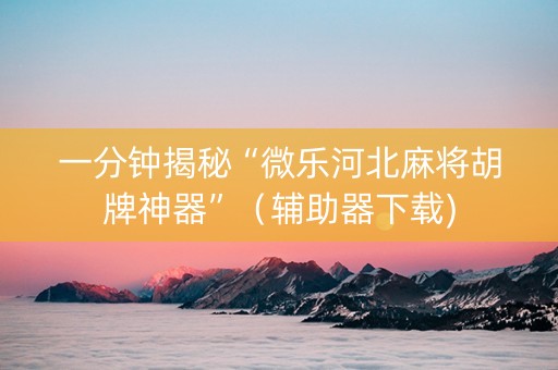 一分钟揭秘“微乐河北麻将胡牌神器”（辅助器下载)