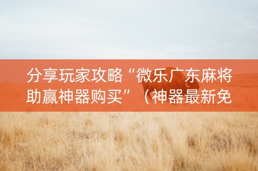 分享玩家攻略“微乐广东麻将助赢神器购买”（神器最新免费)