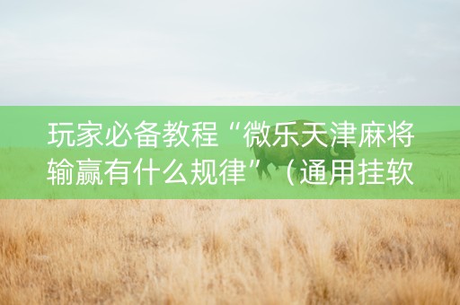 玩家必备教程“微乐天津麻将输赢有什么规律”（通用挂软件多少钱)