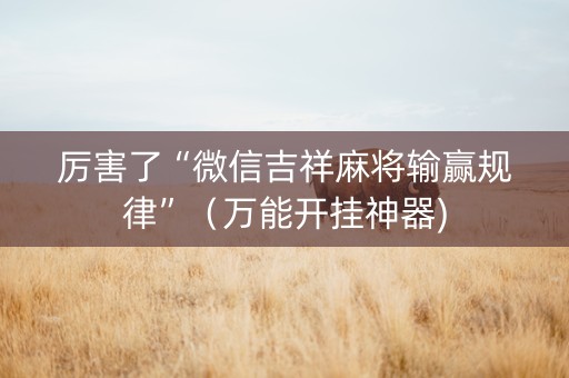 厉害了“微信吉祥麻将输赢规律”（万能开挂神器)