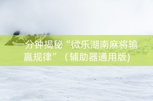 一分钟揭秘“微乐湖南麻将输赢规律”（辅助器通用版)