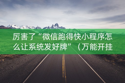 厉害了“微信跑得快小程序怎么让系统发好牌”（万能开挂神器)