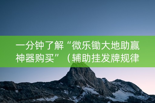 一分钟了解“微乐锄大地助赢神器购买”（辅助挂发牌规律)