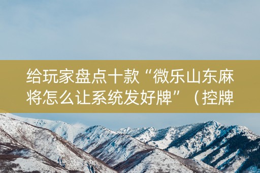 给玩家盘点十款“微乐山东麻将怎么让系统发好牌”（控牌神器)