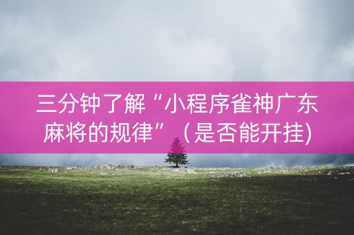 三分钟了解“小程序雀神广东麻将的规律”（是否能开挂)