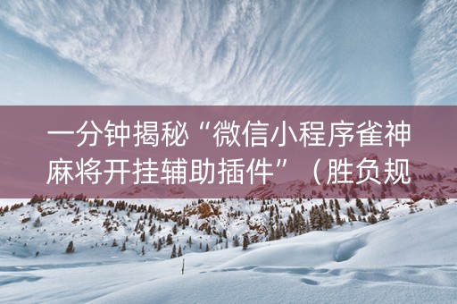 一分钟揭秘“微信小程序雀神麻将开挂辅助插件”（胜负规律拿好牌)