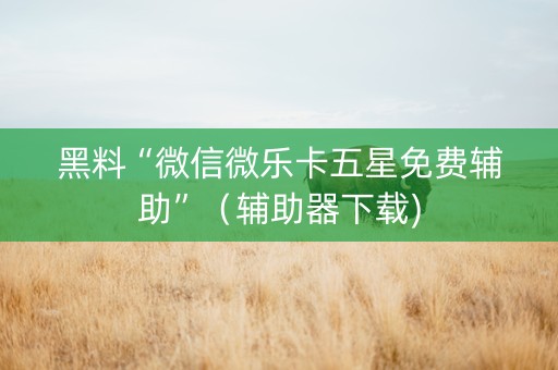 黑料“微信微乐卡五星免费辅助”（辅助器下载)