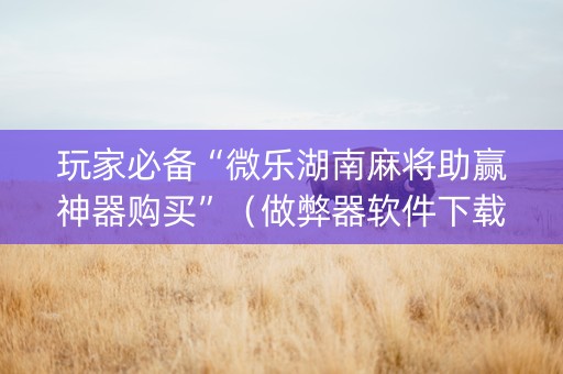 玩家必备“微乐湖南麻将助赢神器购买”（做弊器软件下载)
