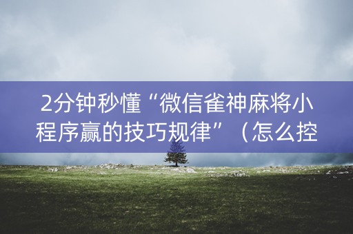 2分钟秒懂“微信雀神麻将小程序赢的技巧规律”（怎么控制输赢)