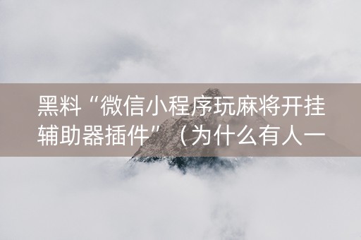 黑料“微信小程序玩麻将开挂辅助器插件”（为什么有人一直赢)