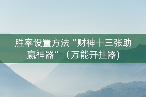 胜率设置方法“财神十三张助赢神器”（万能开挂器)