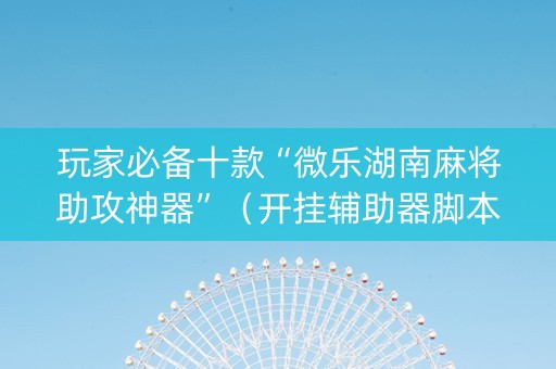 玩家必备十款“微乐湖南麻将助攻神器”（开挂辅助器脚本)