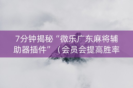 7分钟揭秘“微乐广东麻将辅助器插件”（会员会提高胜率吗)