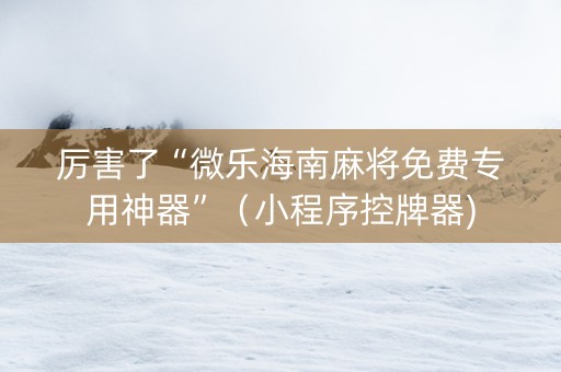 厉害了“微乐海南麻将免费专用神器”（小程序控牌器)
