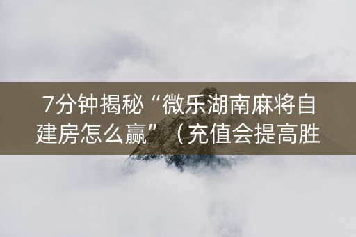 7分钟揭秘“微乐湖南麻将自建房怎么赢”（充值会提高胜率么)