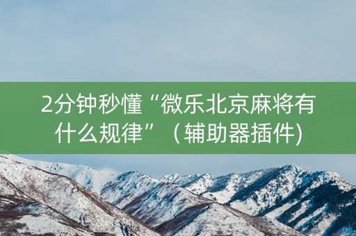 2分钟秒懂“微乐北京麻将有什么规律”（辅助器插件)