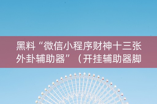 黑料“微信小程序财神十三张外卦辅助器”（开挂辅助器脚本)