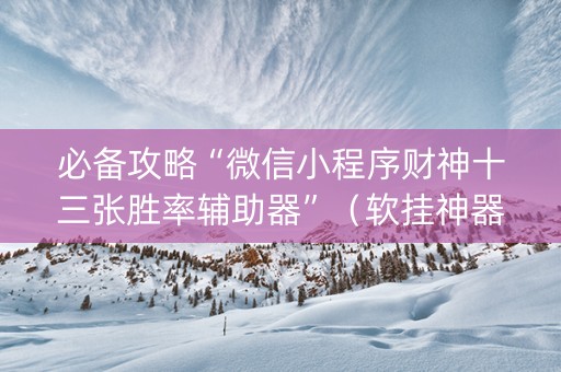 必备攻略“微信小程序财神十三张胜率辅助器”（软挂神器)