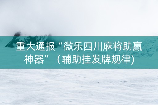 重大通报“微乐四川麻将助赢神器”（辅助挂发牌规律)