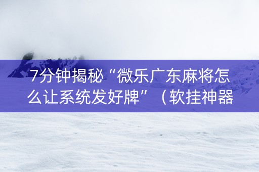 7分钟揭秘“微乐广东麻将怎么让系统发好牌”（软挂神器)