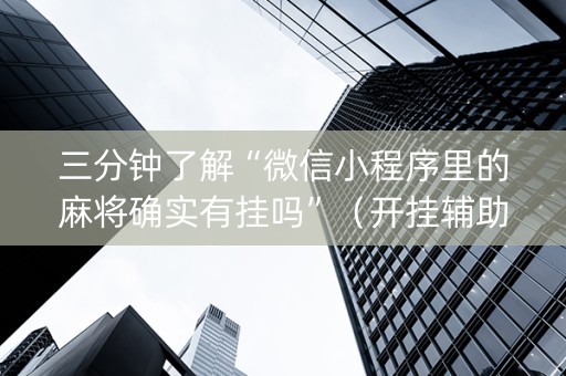 三分钟了解“微信小程序里的麻将确实有挂吗”（开挂辅助脚本)