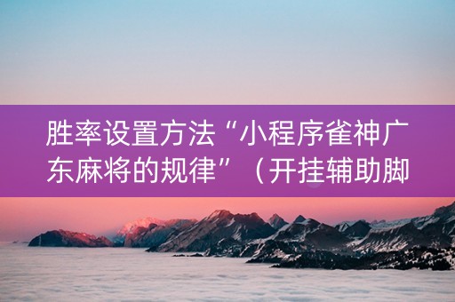 胜率设置方法“小程序雀神广东麻将的规律”（开挂辅助脚本)