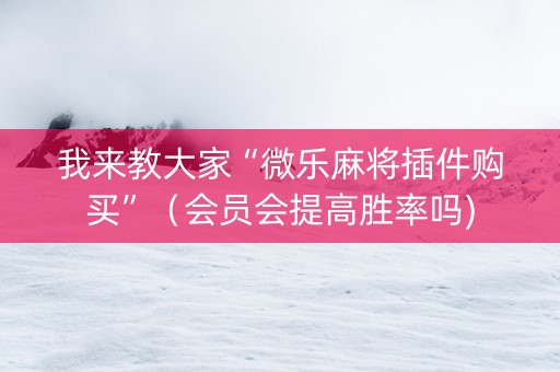 我来教大家“微乐麻将插件购买”（会员会提高胜率吗)