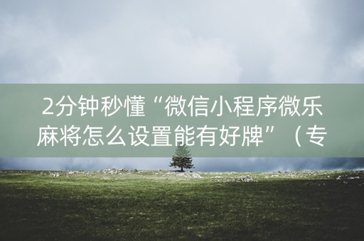 2分钟秒懂“微信小程序微乐麻将怎么设置能有好牌”（专用神器下载)