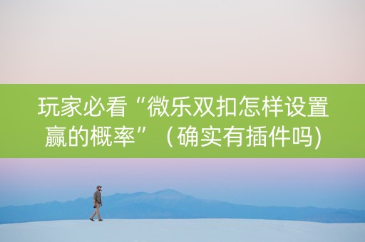 玩家必看“微乐双扣怎样设置赢的概率”（确实有插件吗)