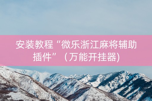 安装教程“微乐浙江麻将辅助插件”（万能开挂器)