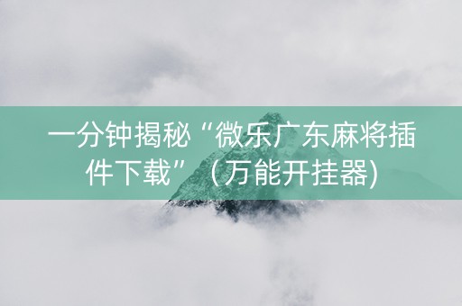 一分钟揭秘“微乐广东麻将插件下载”（万能开挂器)