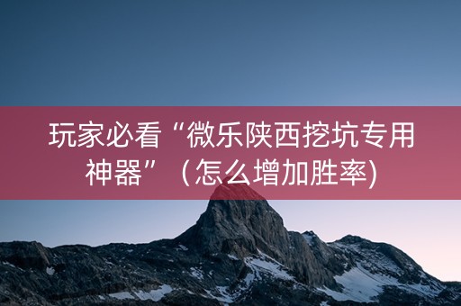 玩家必看“微乐陕西挖坑专用神器”（怎么增加胜率)
