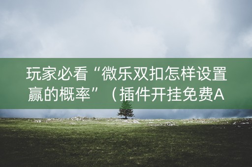玩家必看“微乐双扣怎样设置赢的概率”（插件开挂免费AI)