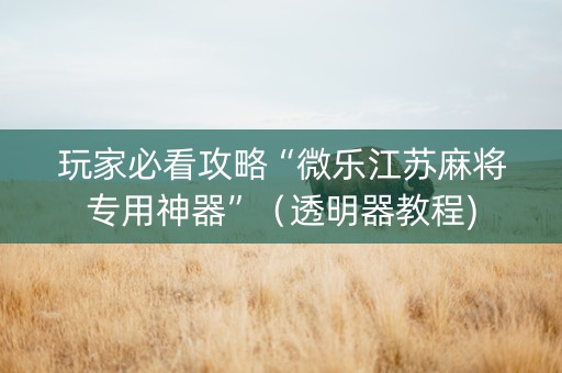 玩家必看攻略“微乐江苏麻将专用神器”（透明器教程)