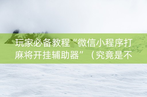 玩家必备教程“微信小程序打麻将开挂辅助器”（究竟是不是有挂)