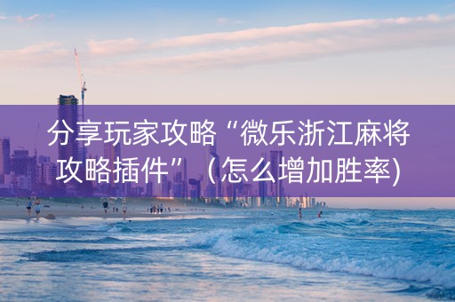 分享玩家攻略“微乐浙江麻将攻略插件”（怎么增加胜率)