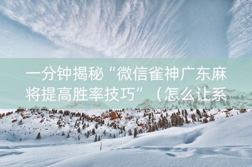 一分钟揭秘“微信雀神广东麻将提高胜率技巧”（怎么让系统给自己好牌)