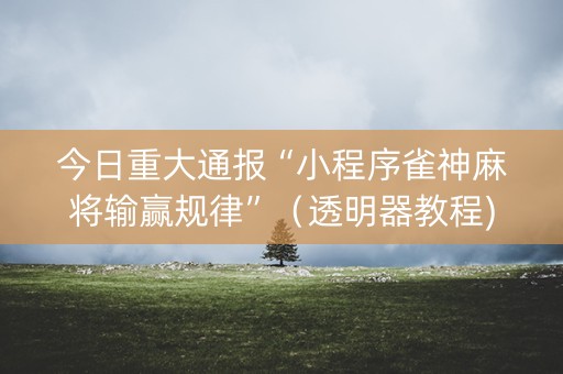 今日重大通报“小程序雀神麻将输赢规律”（透明器教程)