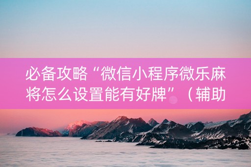 必备攻略“微信小程序微乐麻将怎么设置能有好牌”（辅助器通用版)
